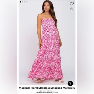 Pinkblush Magenta Floral Strapless Maternity Dress